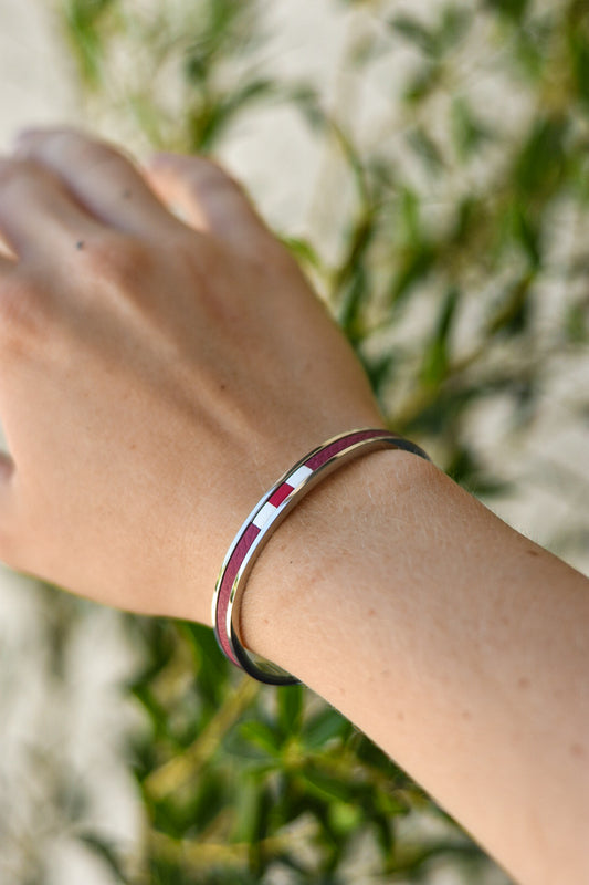 Bracelet marqueterie nuances de rose
