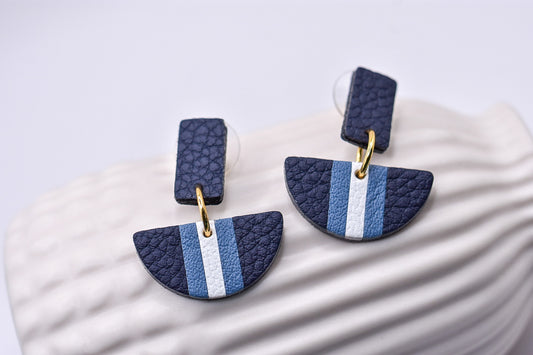 Boucles d’oreilles demi-lune nuances de bleues