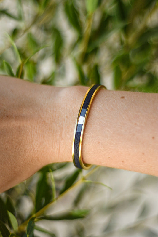 Bracelet marqueterie nuances de bleu