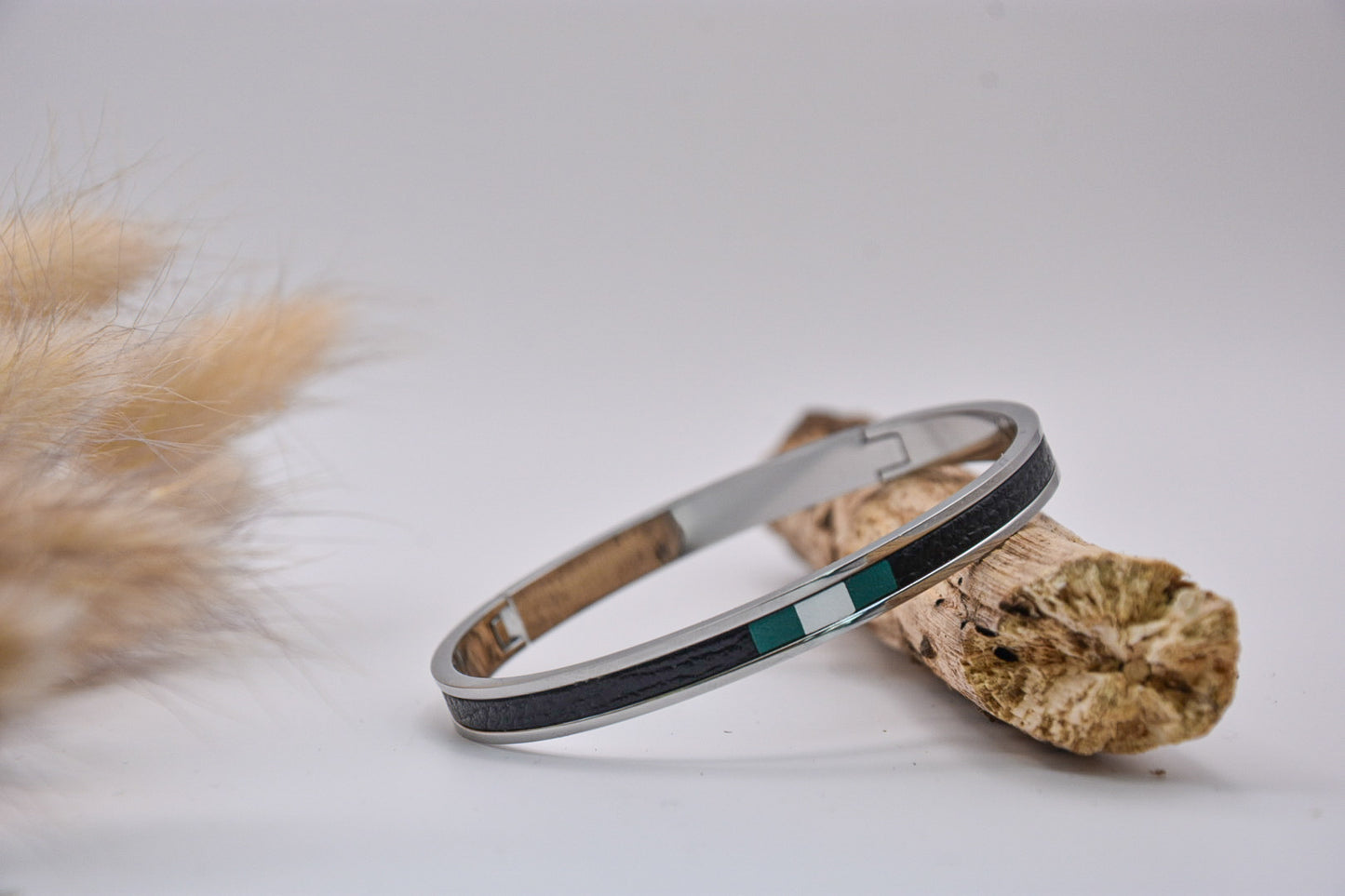 Bracelet marqueterie noir vert blanc