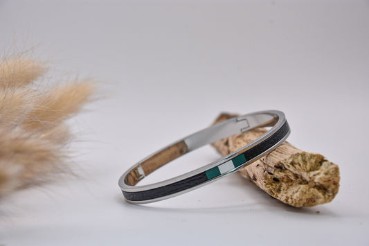 Bracelet marqueterie noir vert blanc
